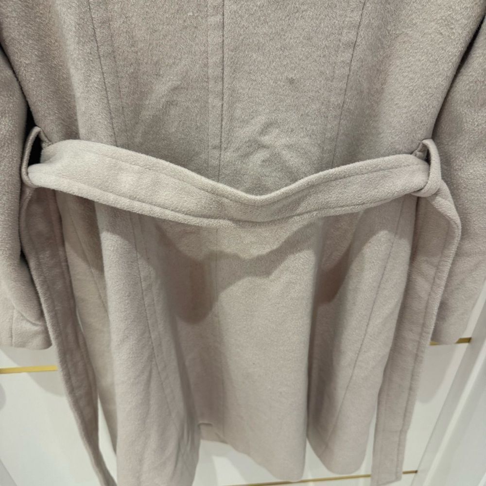 Tahari Wool Izzy coat cream neutral blush belted gold buttons 10 - Picture 13 of 16